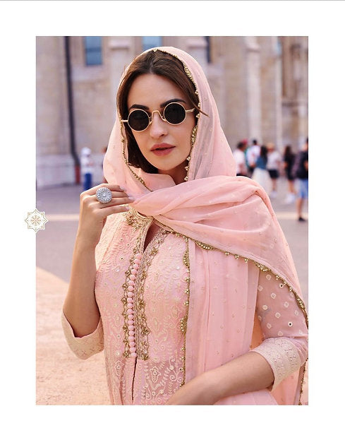 Al Noor Lucknowi Embroidery Slit Style Anarkali Palazzo Suit Festive Wear