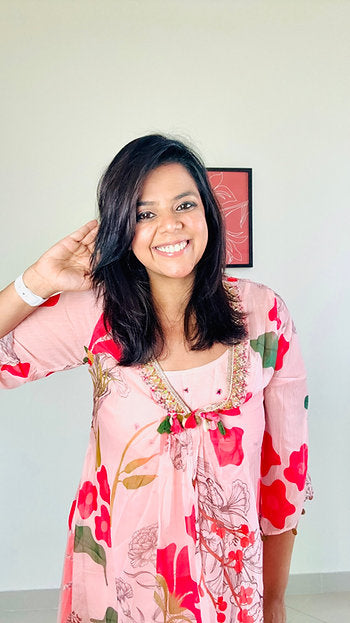 Indo-Western Cape Style Top With Palazzo Pants Set