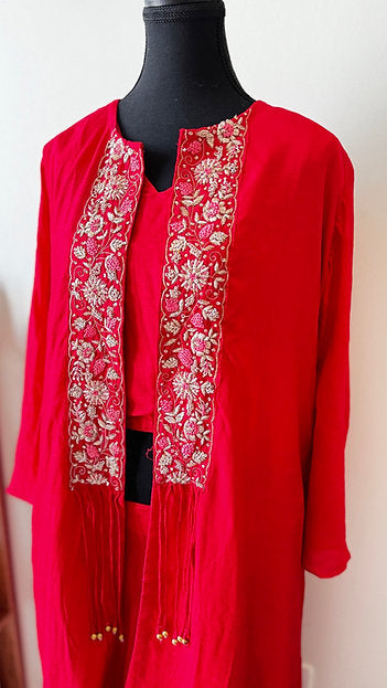 Crop Top Skirt Shrug Set