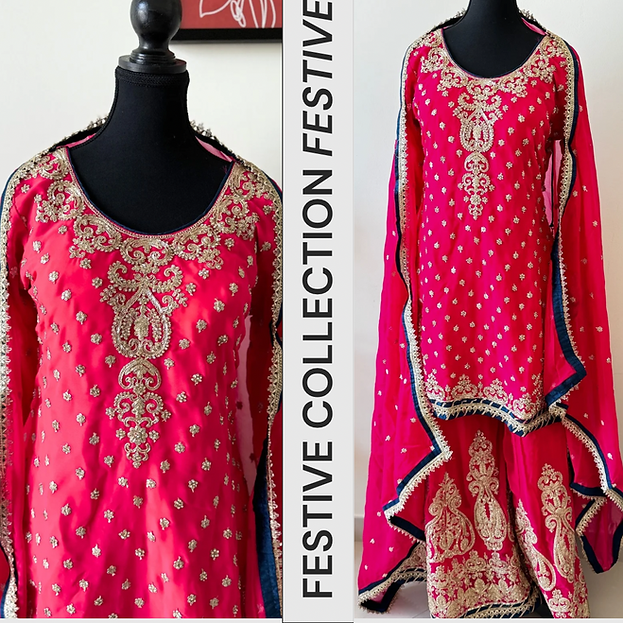 Sands of sindoor Heavy Gotta Embroidery Wedding Wear Palazzo Suit With Dupatta