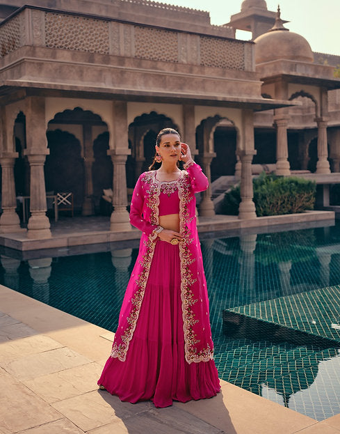 Zabeel Bloom Indowestern Lehenga Choli With Jacket Stylish Wedding Wear