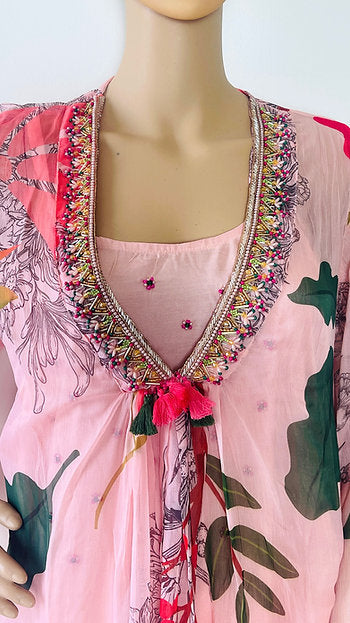 Indo-Western Cape Style Top With Palazzo Pants Set