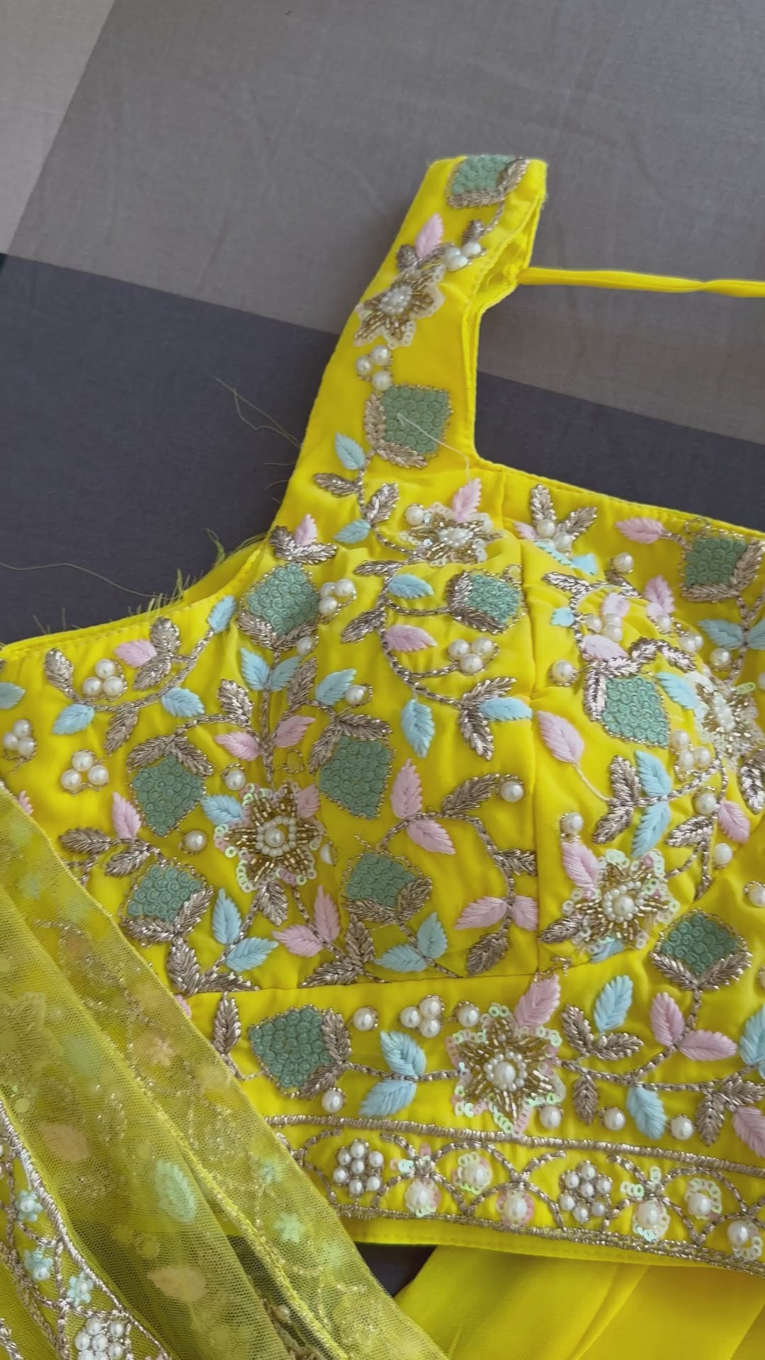 Golden Karak Yellow Crop Top Embroidered Shrug with Palazzo Wedding Wear