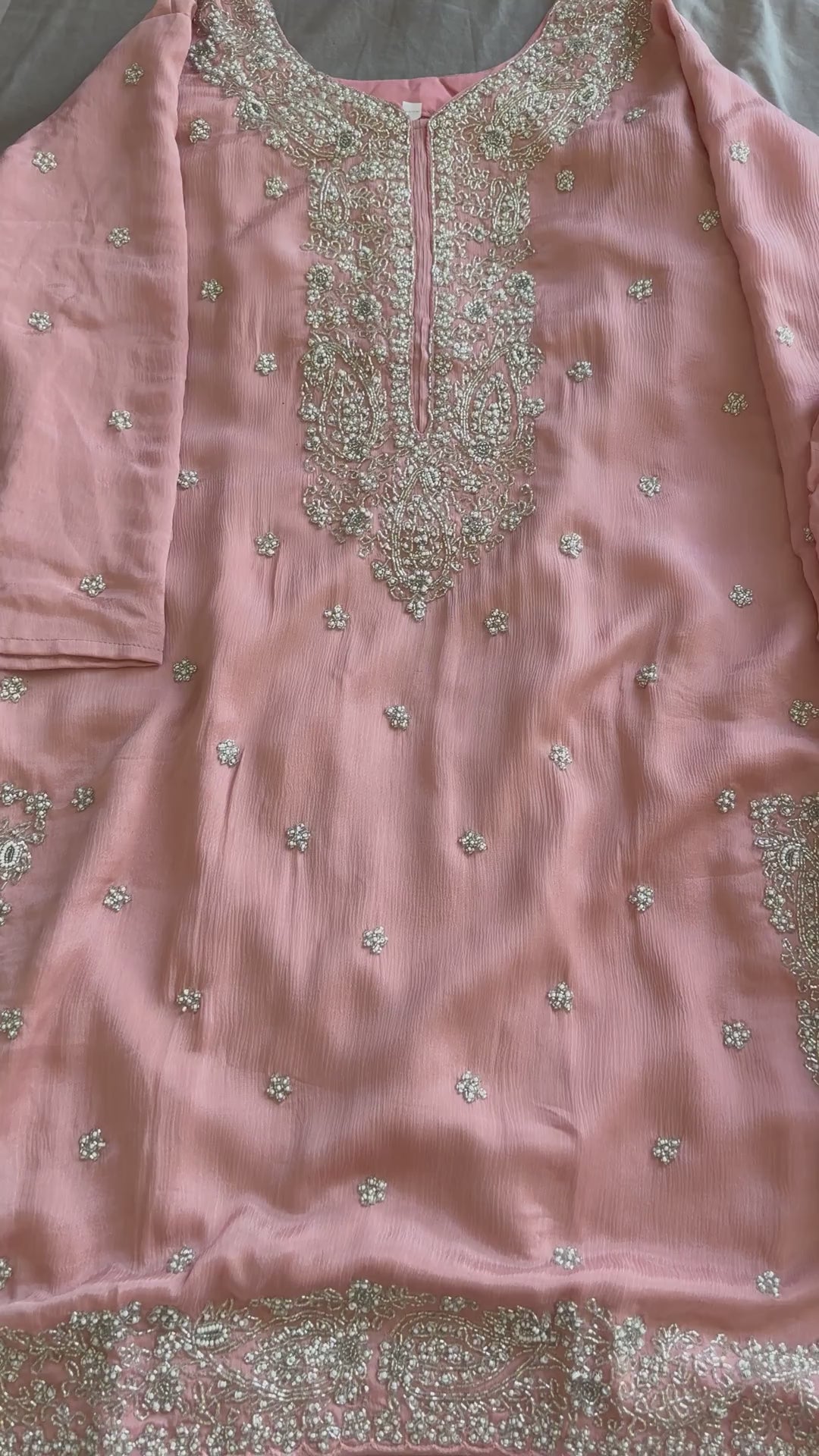 Pink Embroidered Party Wear Sharara Suit Set